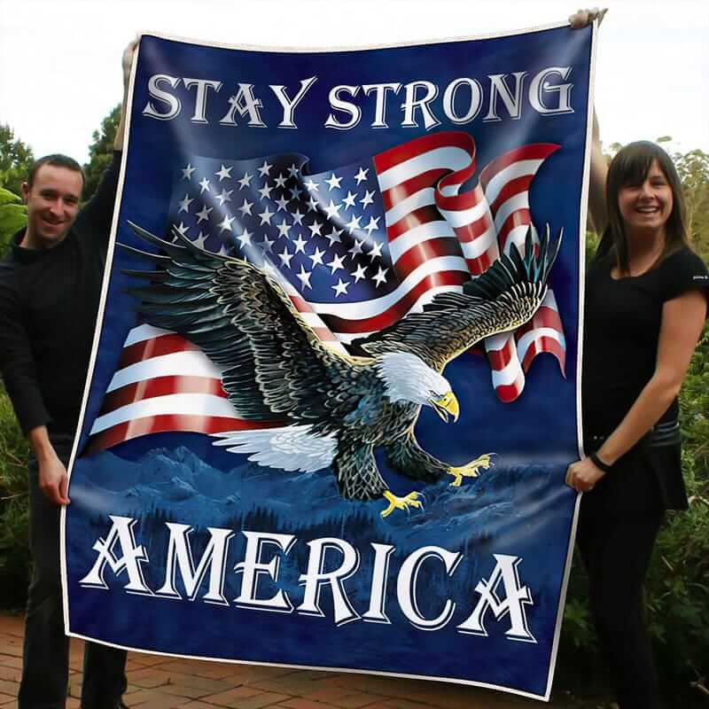 Stay Strong America Eagle Blanket Blue Quilt