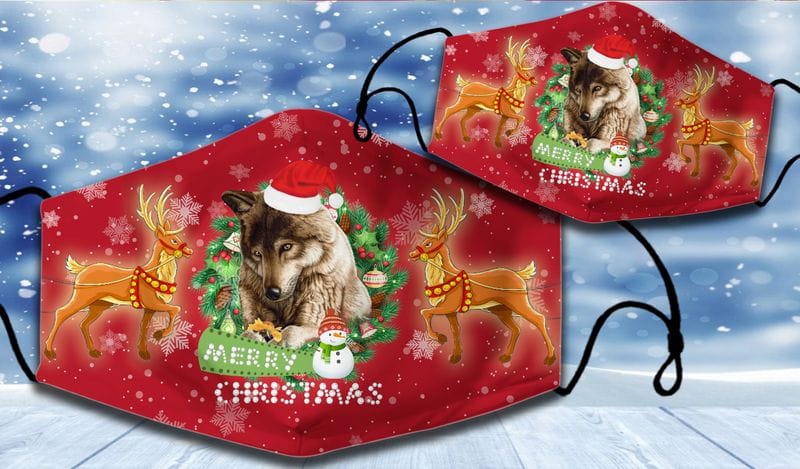 WOLF WITH CHRISTMAS - QA99 3D Christmas Face Mask