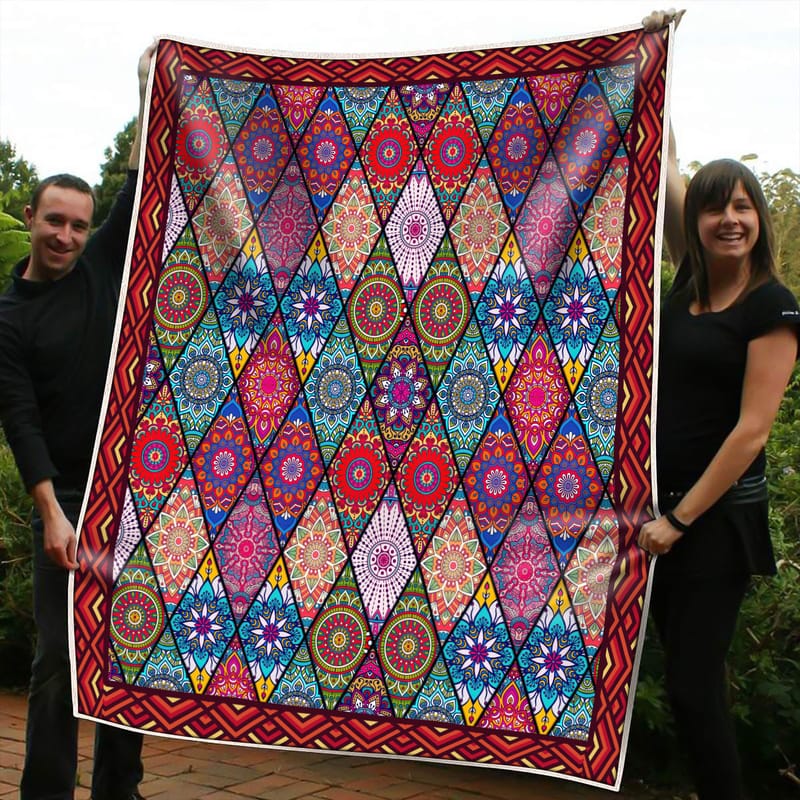 Bohemian Hippie Blanket With Vintage Floral Pattern