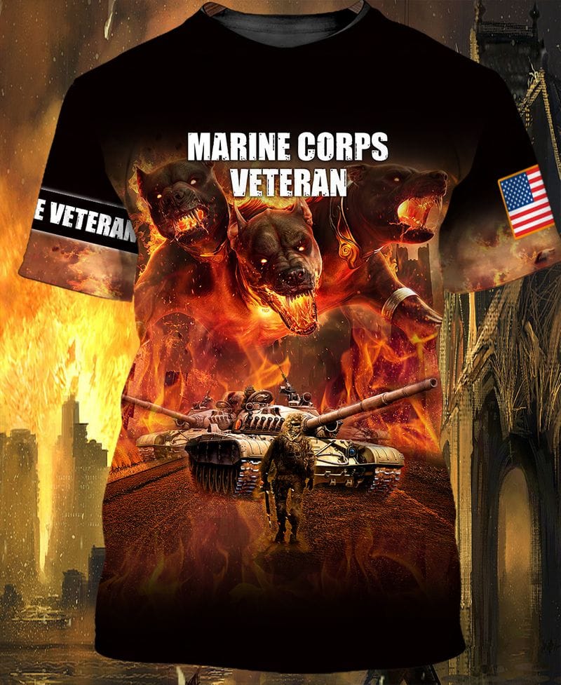 Fire Marine Corps Veteran T Shirt 