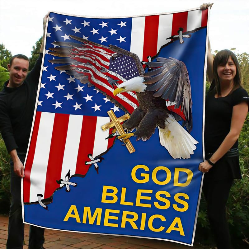 God Bless America Eagle US Marine Corps Blanket