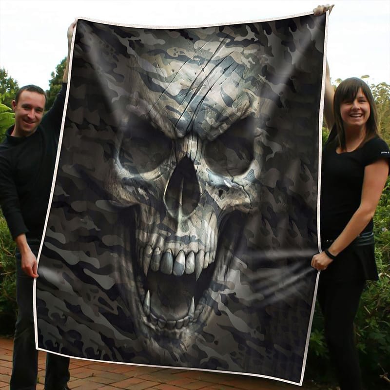 Skull Grey US Marine Corps Blanket
