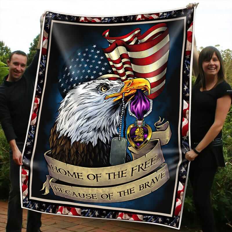 Purple Heart American Eagle Blanket for Veterans