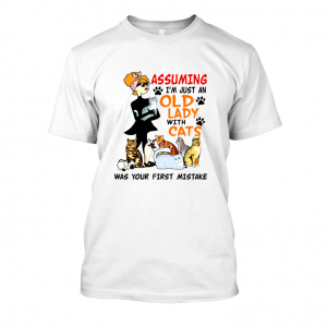 Old lady with cats tshirt