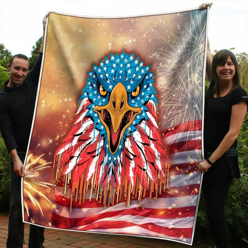 Eagle American Flag Firework B51 Blanket for Independence Day