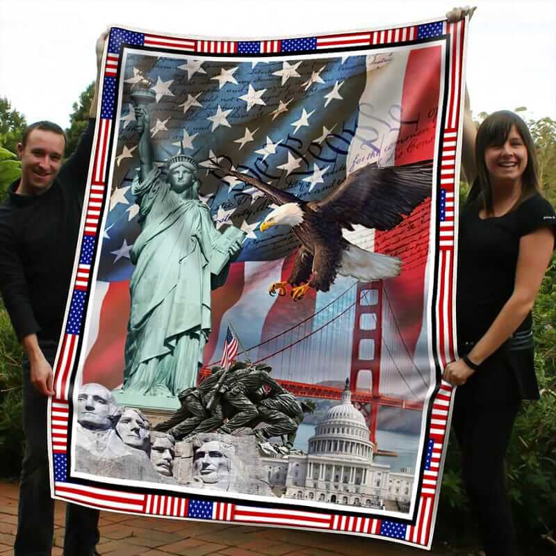 Rushmore, Iwojima, Statue of Liberty Free American Eagle Blanket