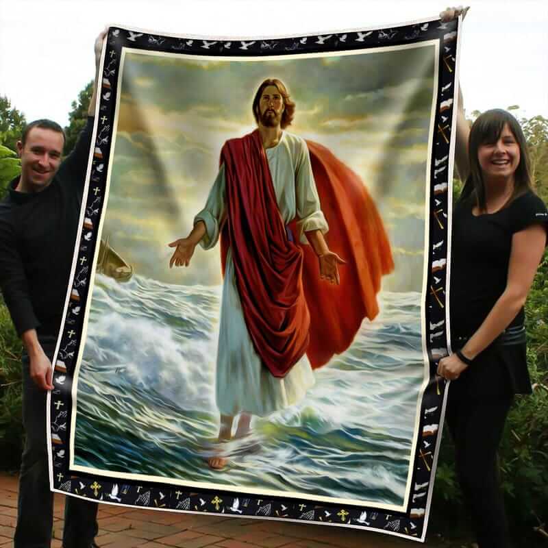 God walking on the water Jesus Blanket God walking on the water blanket