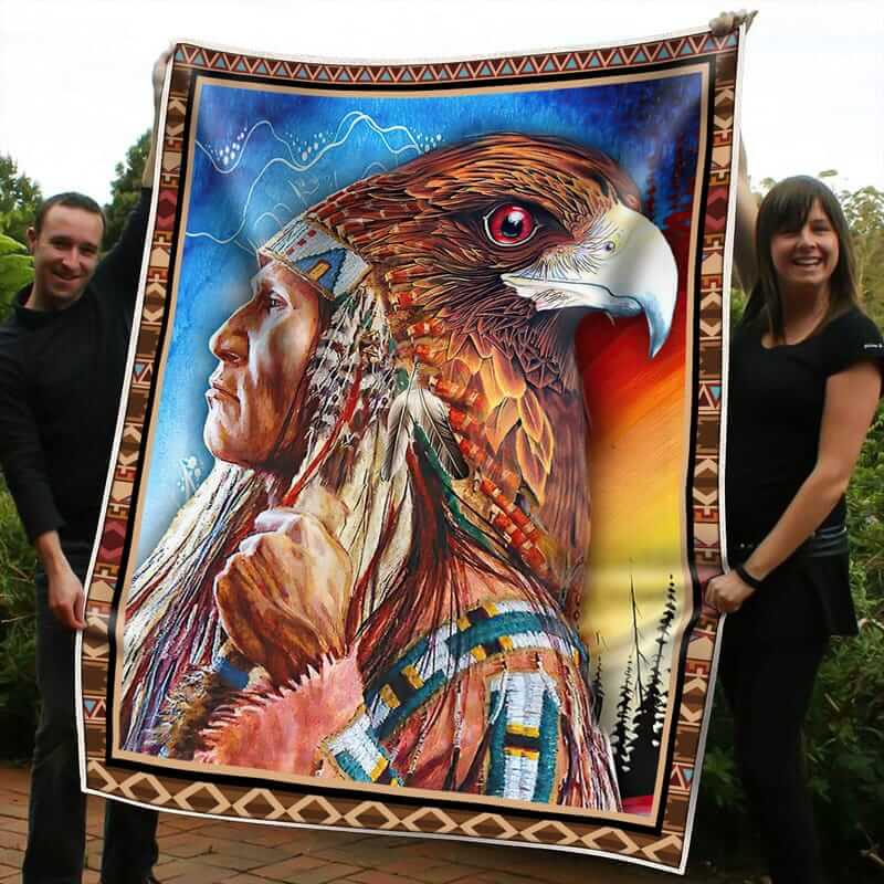 NATIVE EAGLE AND HUMAN 0099 B Blanket