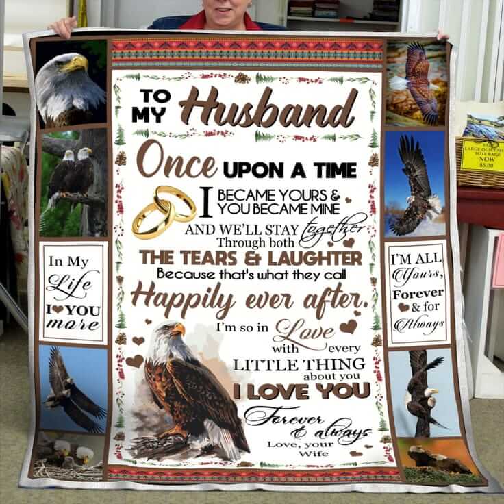 TO MY HUSBAND - EAGLE Blanket From Wife