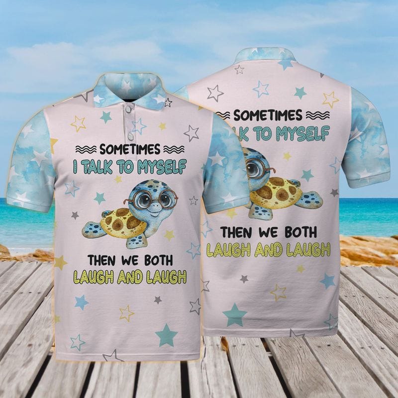 Talk To Myself Cute Turtle Shirt Polo 