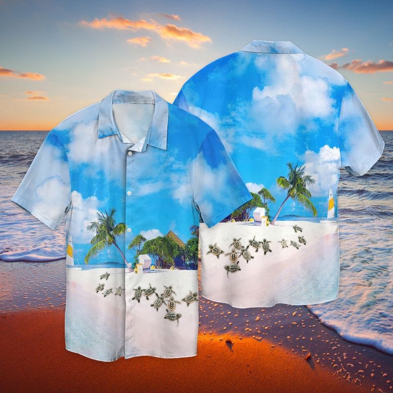 Baby Turtles On The Beach Hawaiian Shirt