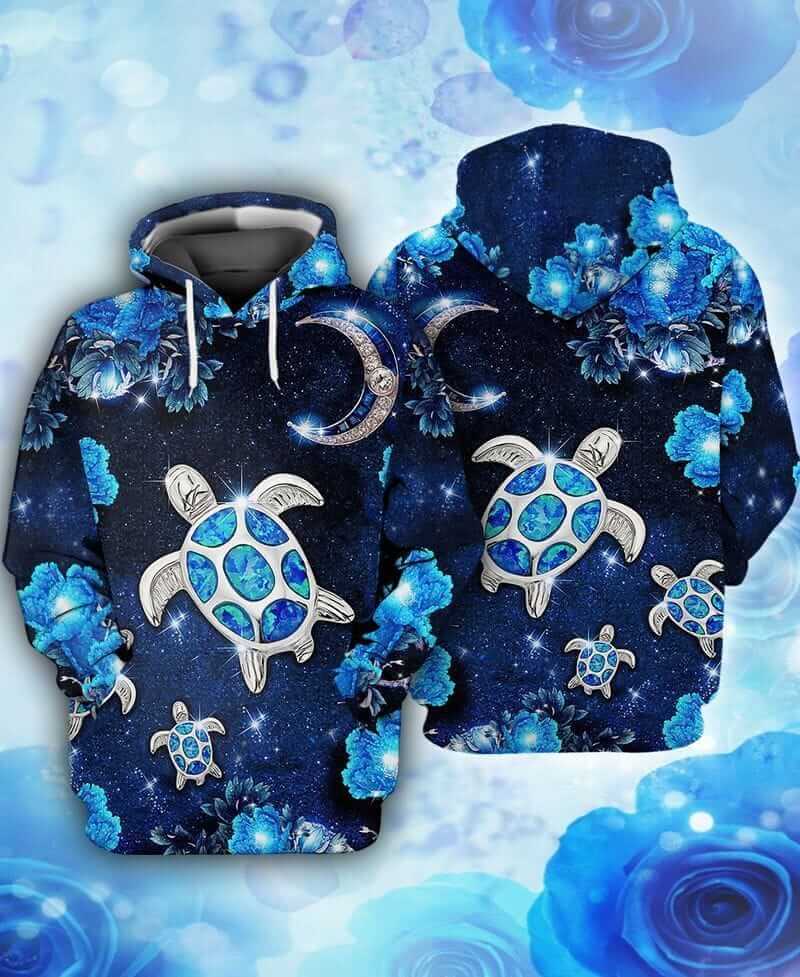 Blue Turtles Lovers Hoodie Turtle Shirt