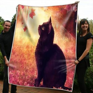 Best romantic falling maple leaf cat blanket