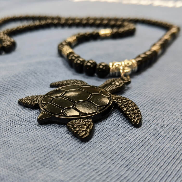 Black and Silver Sea Turtle Necklace