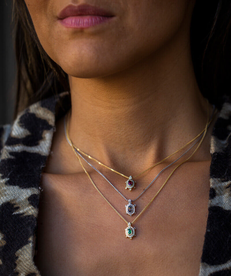 Emerald Turtle Necklace Pendant