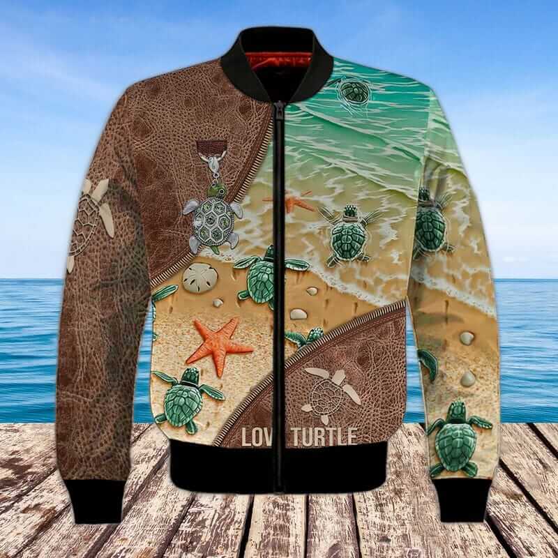 Love Turtle shirt On The Beach Bomber