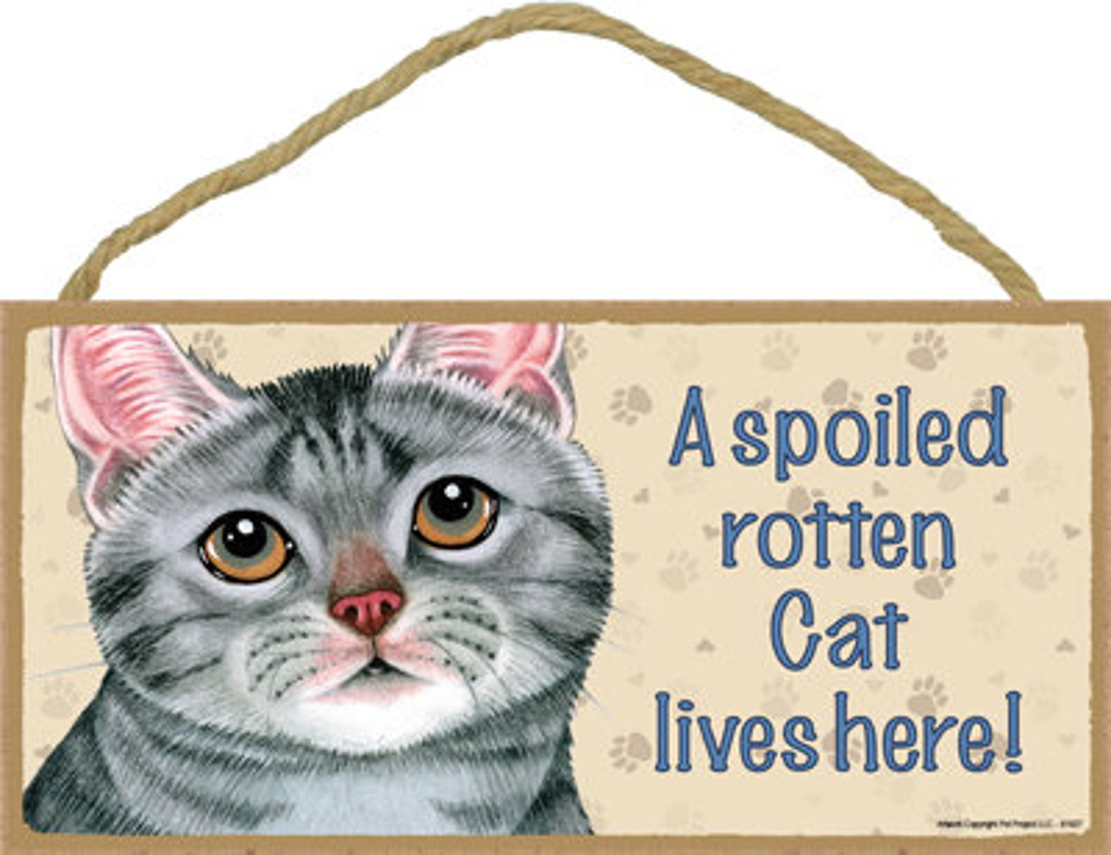 A Spoiled Rotten Cat Lives Here Wooden Sign