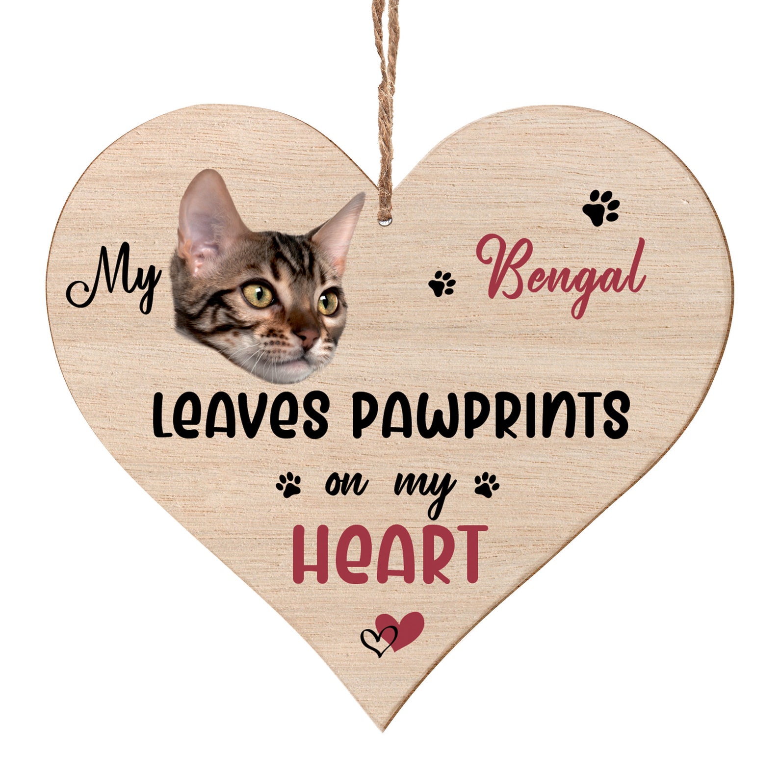 Bengal Paw Prints Cat Wooden Sign