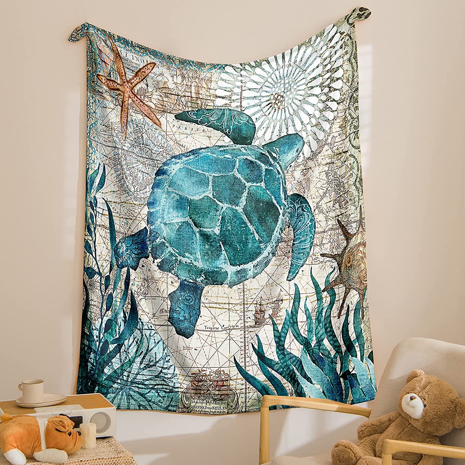 10 Turtle Blankets That Will Actually Make Your Room Looks Better 3 Vintage Sea Turtle Blanket