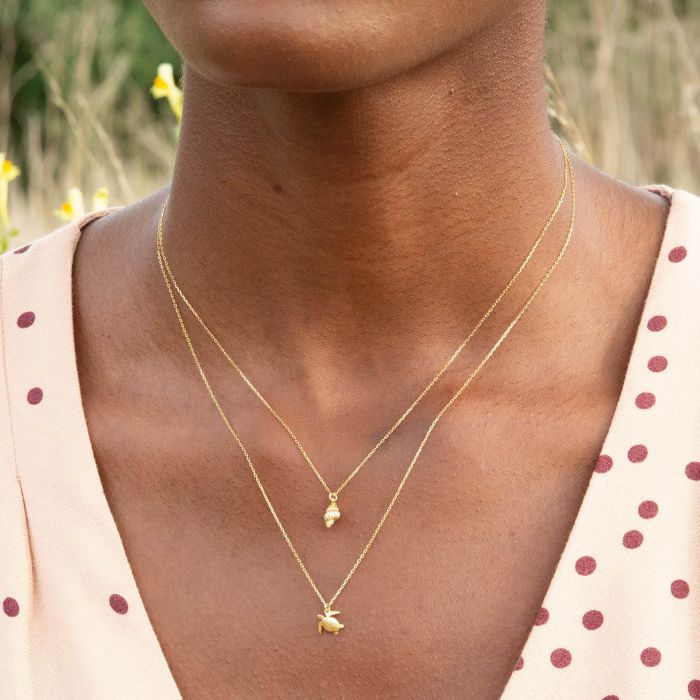 turtle and shell golden necklace