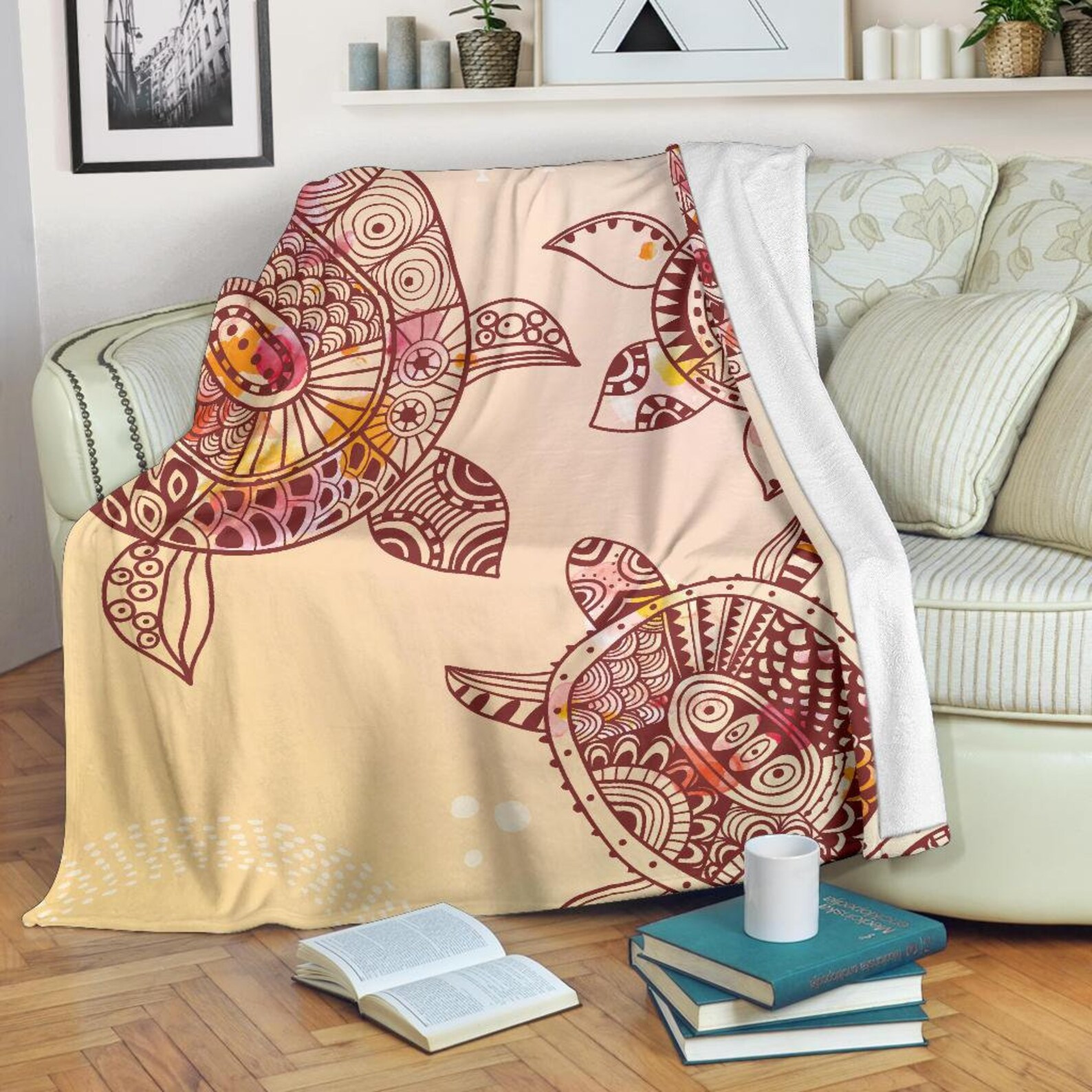 10 Turtle Blankets That Will Actually Make Your Room Looks Better 6 Yellow Vintage Turtle Blanket