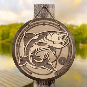 BEST-SELLER FISHING-ROUD WOODEN SIGN-WOOD01-HTV ROUND WOODEN SIGN