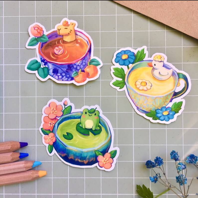 Animal Tea Buddy Stickers
