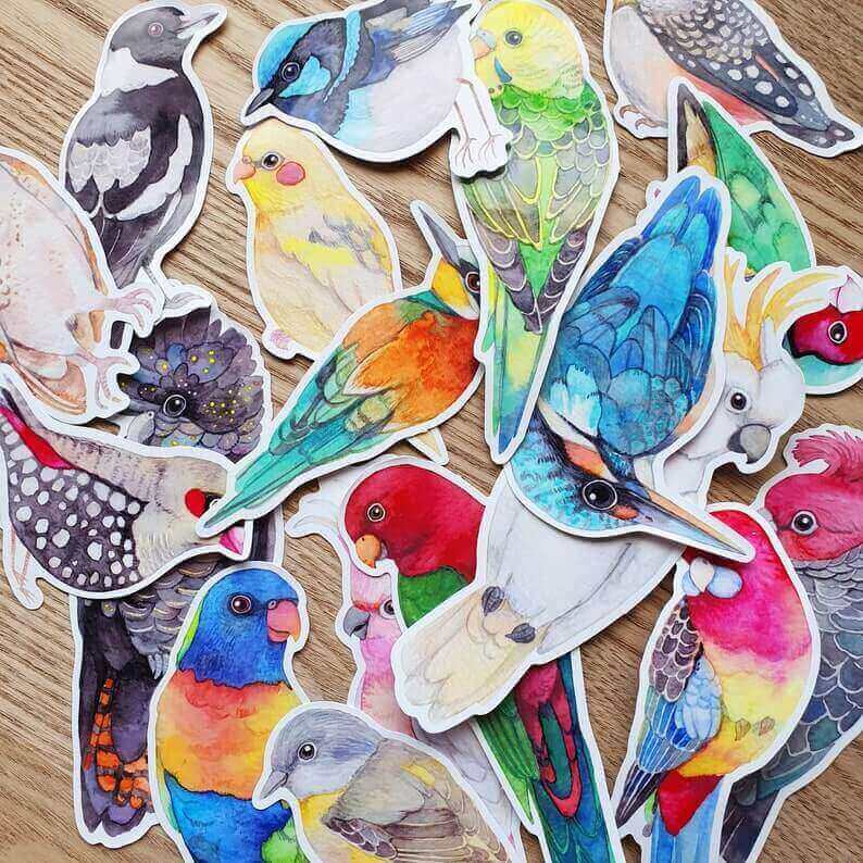 Watercolour Painting Australian Bird Stickers