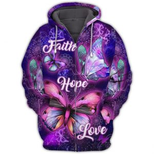 BEST BUTTERFLY FAITH HOPE LOVE 3D ZIPPER HOODIE