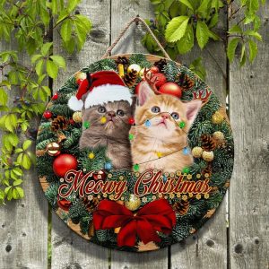 BEST-SELLER CAT CHRISTMAS ROUND WOODEN SIGN