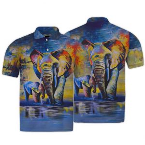 BEST-SELLER ELEPHANT MOM AND BABY COLORFUL 3D POLO SHIRT