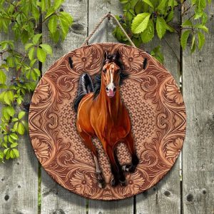BEST-SELLER HORSE ROUND WOODEN SIGN