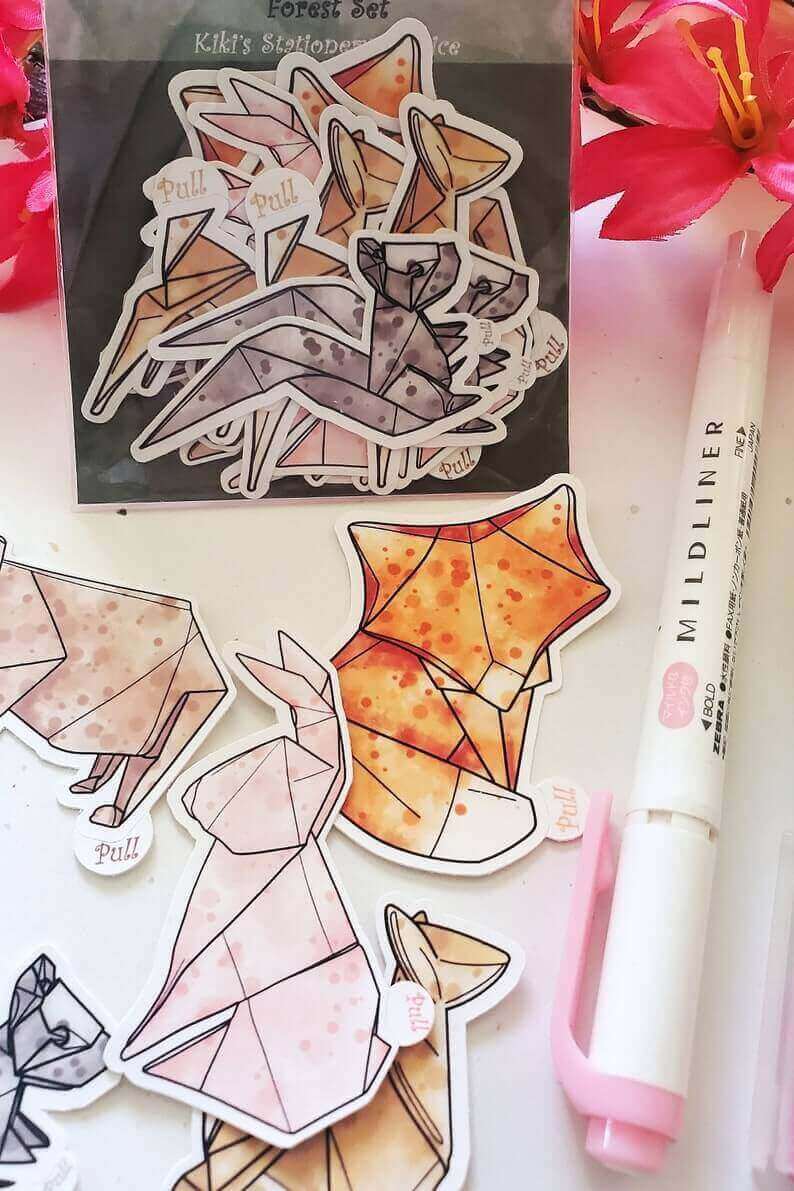 Origami Cute Matte Forest Animal Stickers