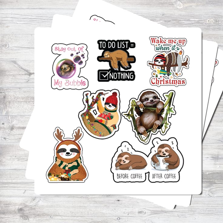 HILARIOUS SLOTH LARGE STICKERS