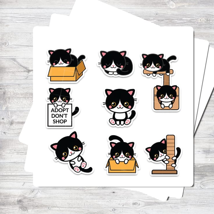 ADORABLE CAT LARGE STICKERS