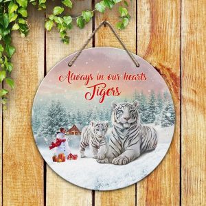 BEST-SELLER TIGERS ROUND WOODEN SIGN