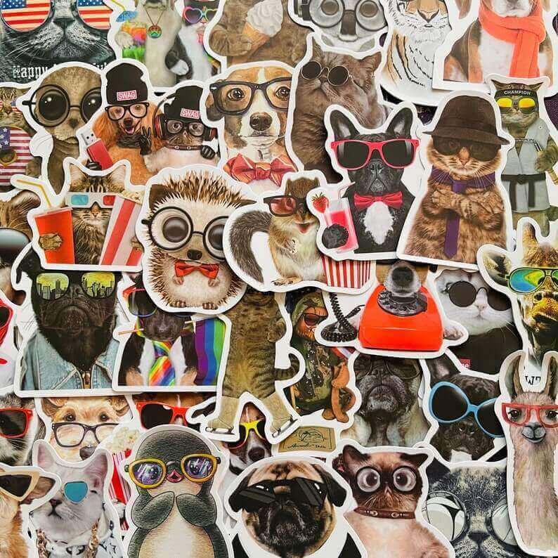 Funny Animal Wearing Glasses Stickers
