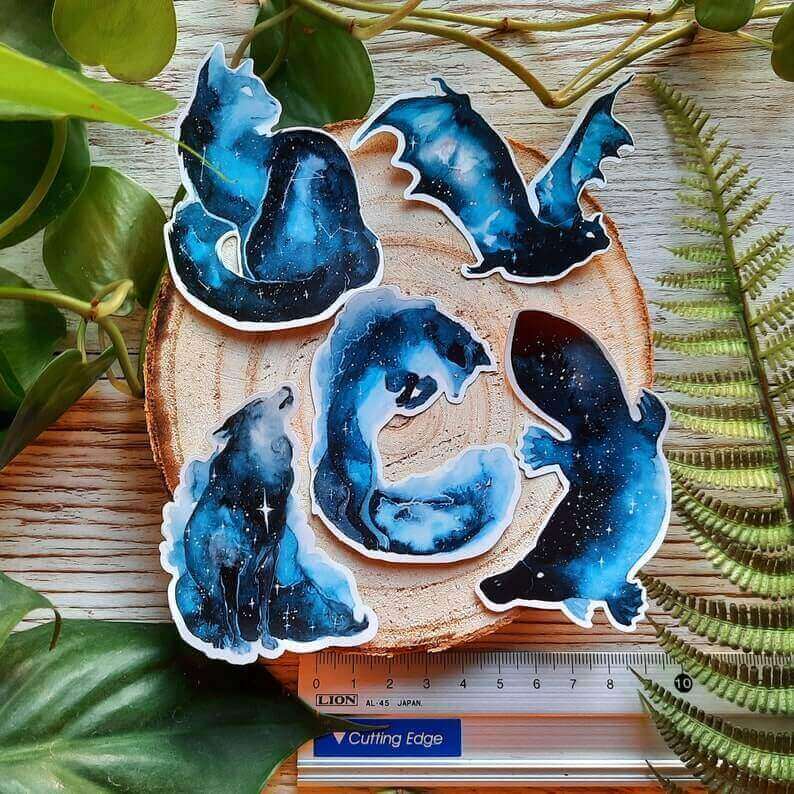 Gorgeous Watercolor Galaxy Animals Stickers