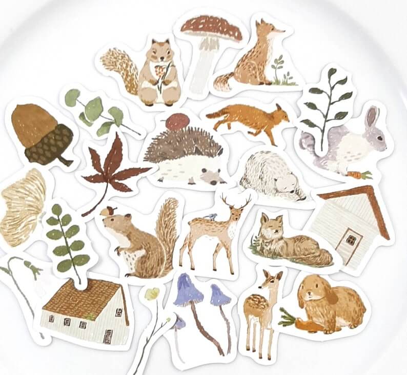 Vintage Woodland Forest Animal Stickers