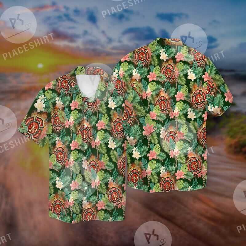 FLORAL FIREFIGHTER HAWAIIAN SHIRT