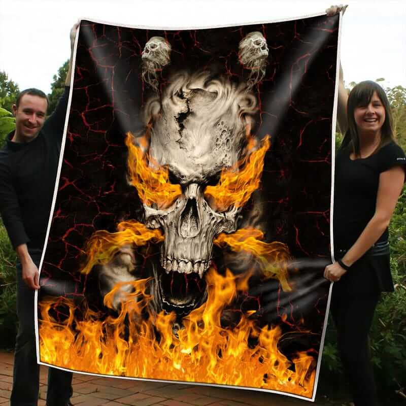 Firefighter White Skull Black Blanket