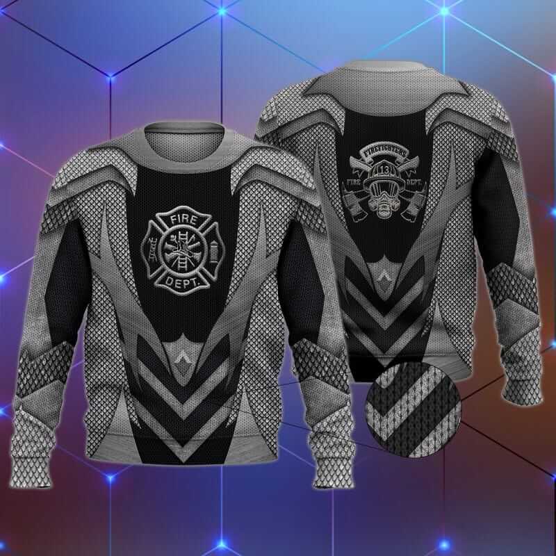 FIREFIGHTER FIRE DEPARTMENT CROSS VINTAGE EMBLEM SWEATER