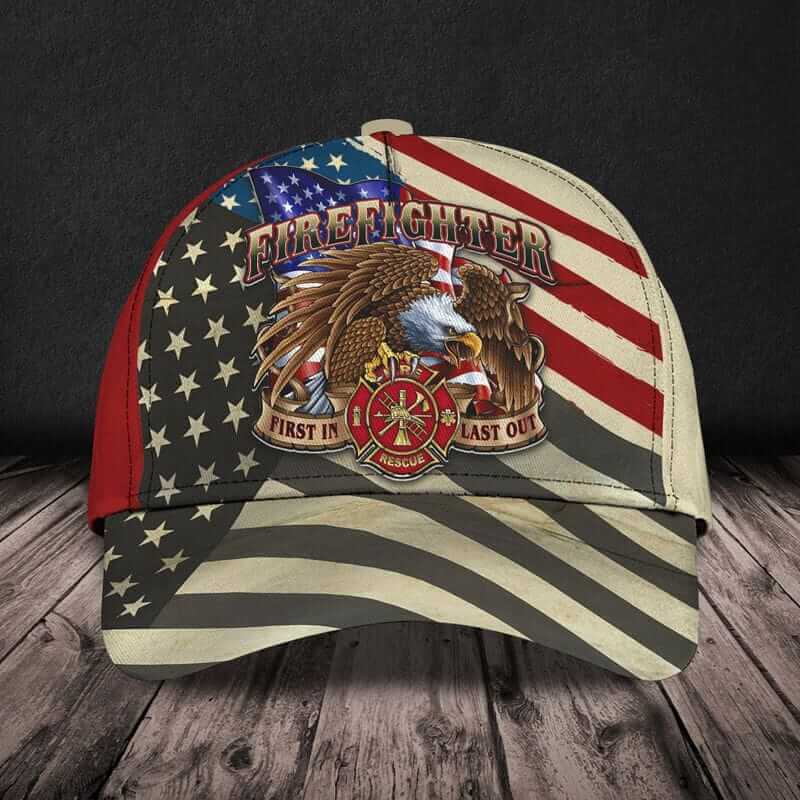 FIREFIGHTER FIRST IN LAST OUT EAGLE CLASSIC CAP