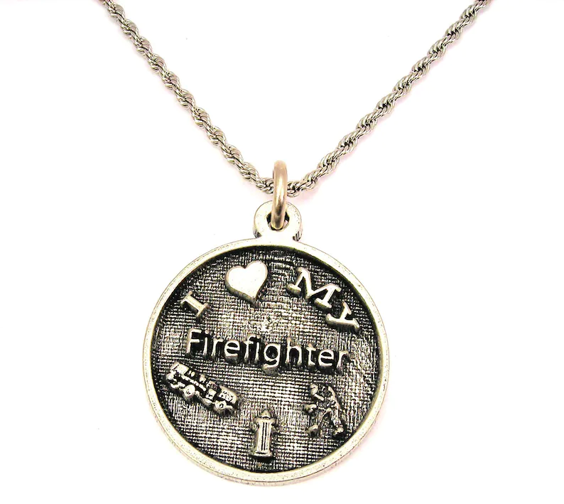 I love my firefighter Stainless Steel rope necklace