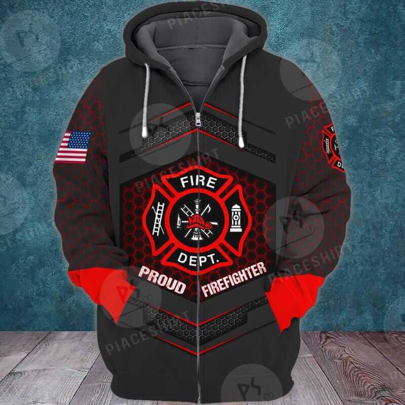 PROUD FIREFIGHTER ZIPPER HOODIE