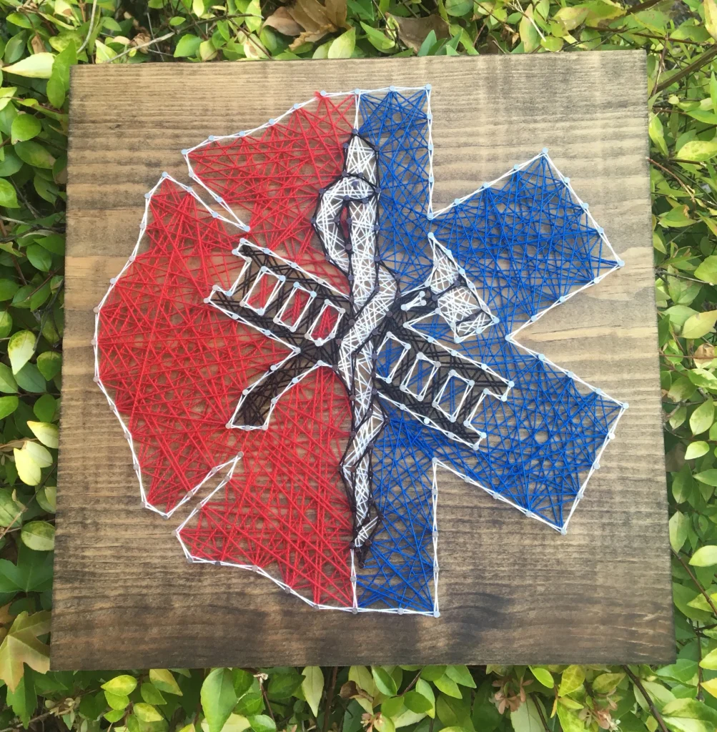 Top Firefighter EMT emblem patch wooden sign