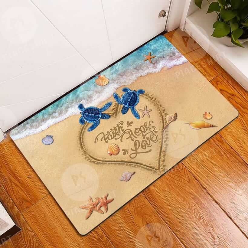 Turtle Faith Hope Love Doormats